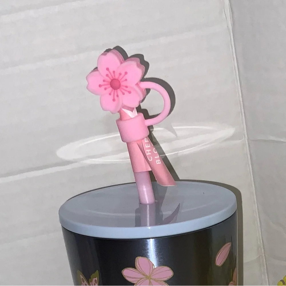 Stanley/Starbucks Cherry Blossoms Straw Cover/Topper ~Pink and White - Picture 4 of 4